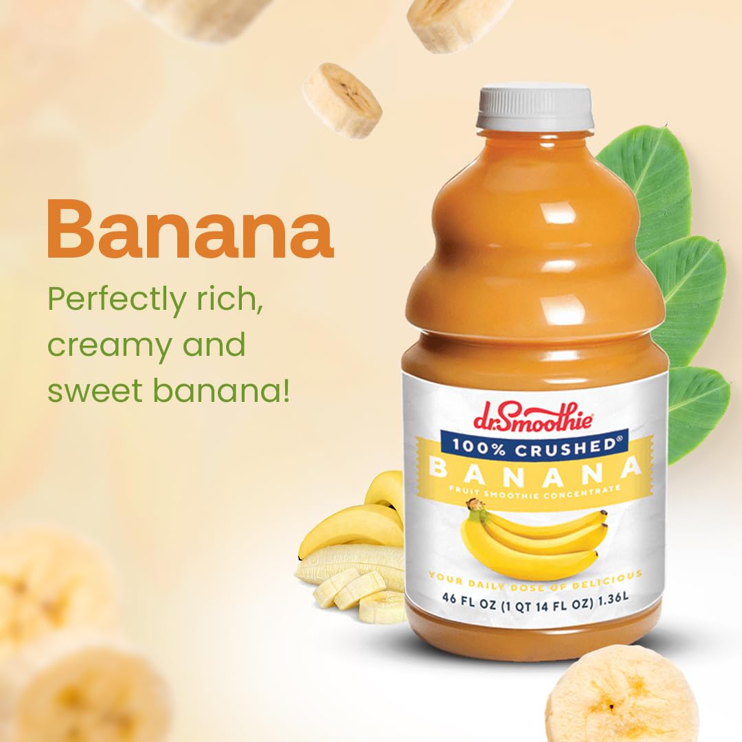 Dr. Smoothie 100% Crushed Banana - No Added Sugar, Made With Real Fruits/Fruit Juice - Vegan, No Artificial Colors Or Flavors -