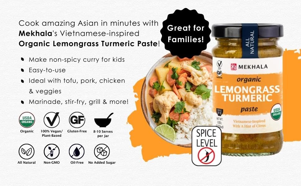 Mekhala Organic Gluten-Free Asian Cooking Paste Lemongrass Turmeric Paste