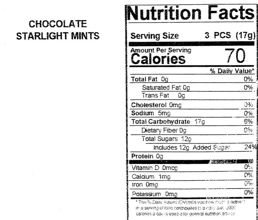 SweetGourmet Chocolate Mint Starlight | Clear Wrap Bulk Hard Candy | 1 Pound