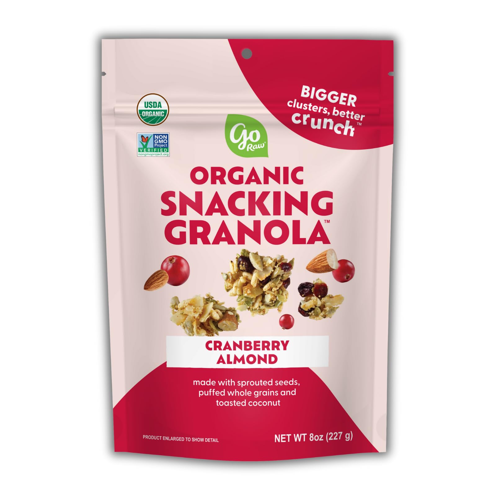 Go Raw Cranberry Almond Snacking Granola, 8oz Pouch