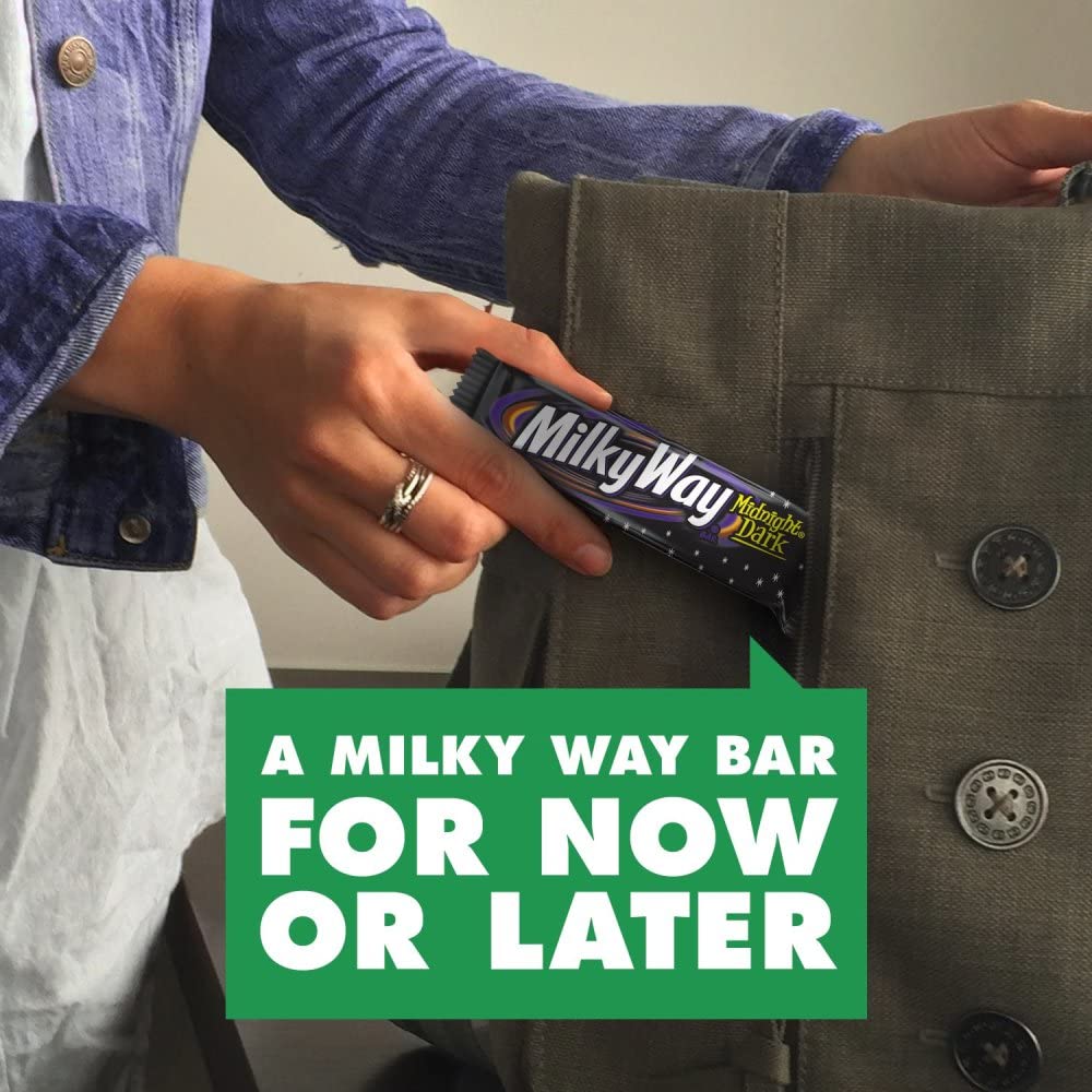 Milky Way Candy Midnight Dark Chocolate Bars Bulk Pack, Full Size, 1.76 Bar (Pack Of 24)