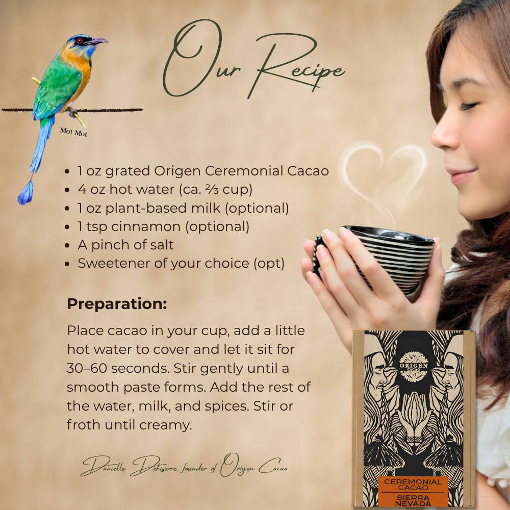 Origen Cacao 100% Pure Ceremonial Cacao - Granulated, Sugar Free, 16 Oz - Ancient Indigenous Drink from the Arhuaco Tribe