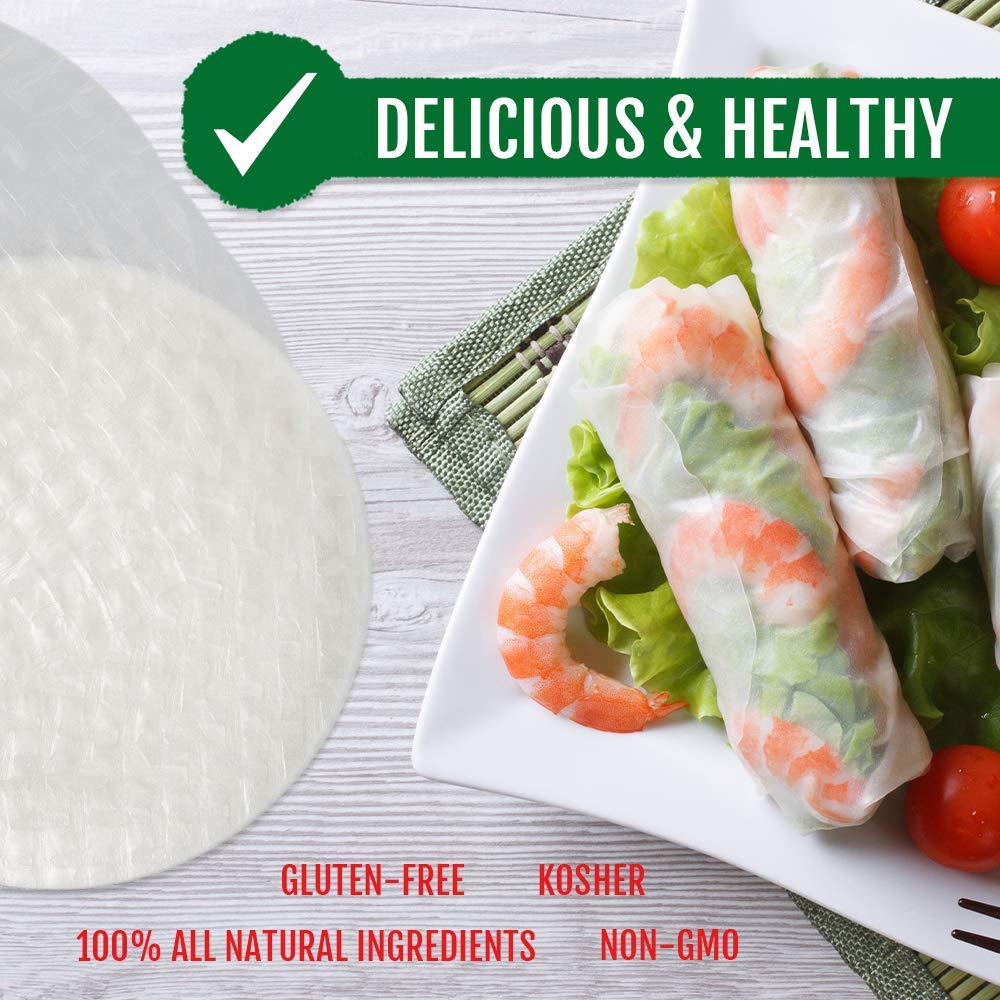 Best Of Thailand [Round] White Rice Paper Wraps 3 Pack | Perfect For Fresh Spring Rolls & Dumplings | Non-Gmo, Gluten-Free, Vega