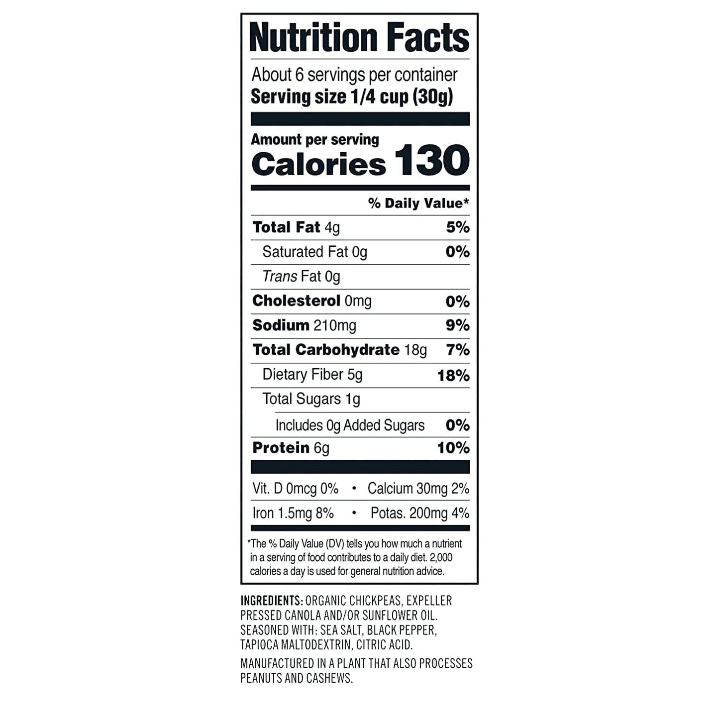 Saffron Road Organic Crunchy Chickpea Snacks-Gluten Free Non-Gmo Halal Kosher Vegan - (Sea Salt And Cracked Pepper 6 Oz (4 Pack)