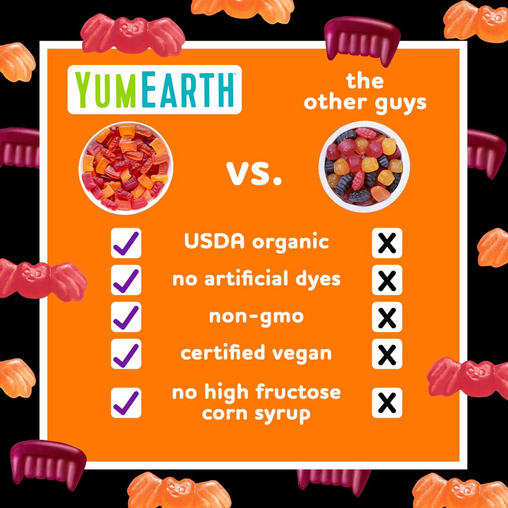 Yumearth Organic Halloween Gummy Fruits - Fruity Candy Snack Packs, Gluten Free Snacks For Kids - Allergy Friendly, Non-Gmo, No