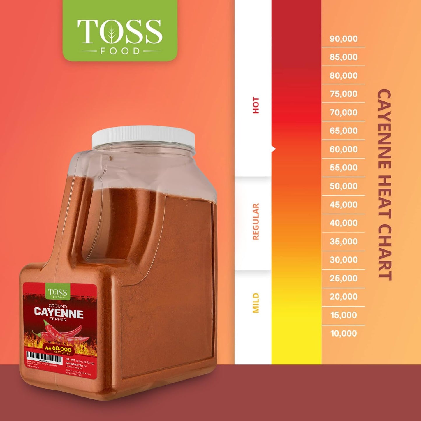 Extra Hot Cayenne Pepper Powder Bulk 60,000 Heat Units 6 Lb, Ground Cayenne Powder Hot Pepper Powder - Red Pepper Powder Spice F