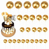 HZMM Foam Pearl Balls Cake Toppers, 25 Pcs, Gold, Model 800400, for Birthdays, Weddings, Baby Showers