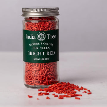 India Tree Nature's Colors Bright Red Sprinkles 3 oz | Natural, Vegan, Non-GMO, Top 9 Allergen-Free, Red 3 Free