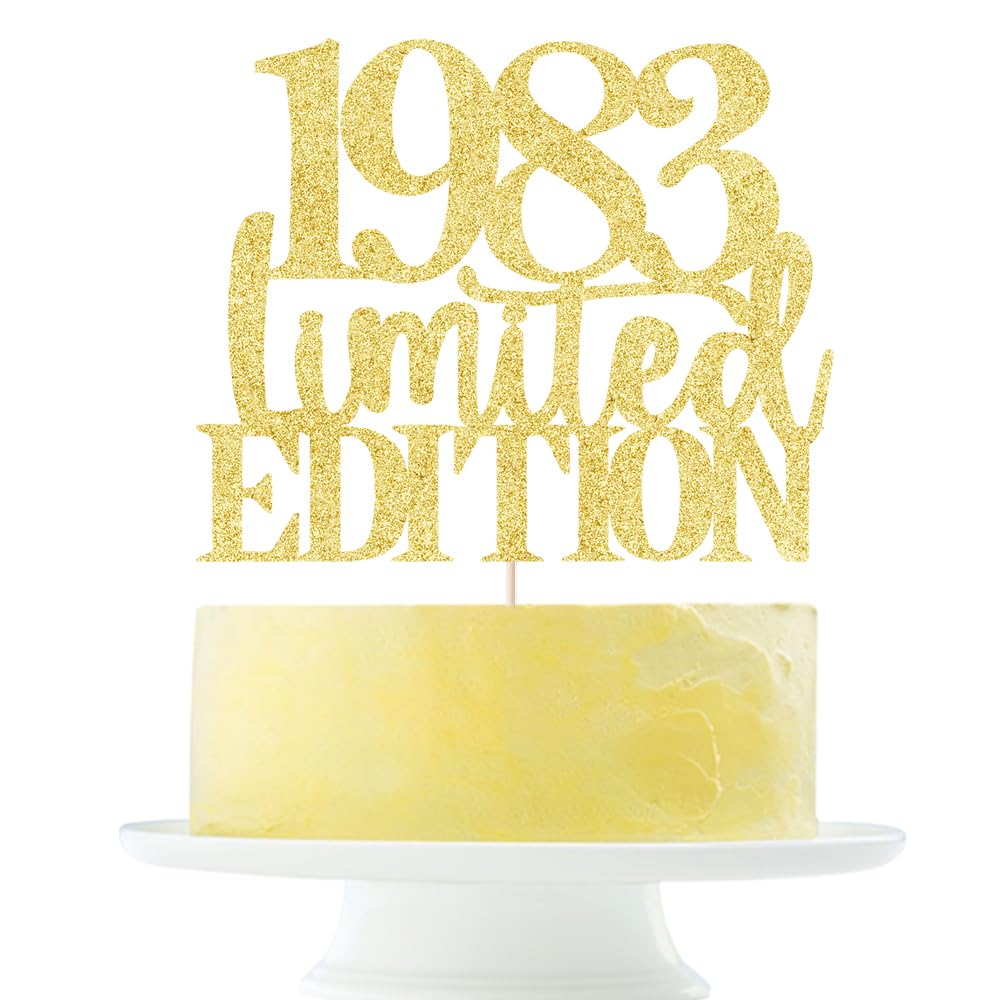 Yetxel 1983 Cake Topper - Limited Edition Golden Glitter Decoration for 42nd Birthday, Handmade, Suitable for Men and Women