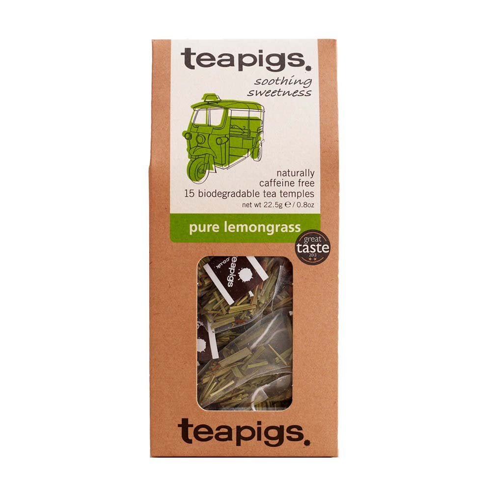 Teapigs Pure Lemongrass Tea Bags - Whole Leaves, 15 Count, Pack of 6