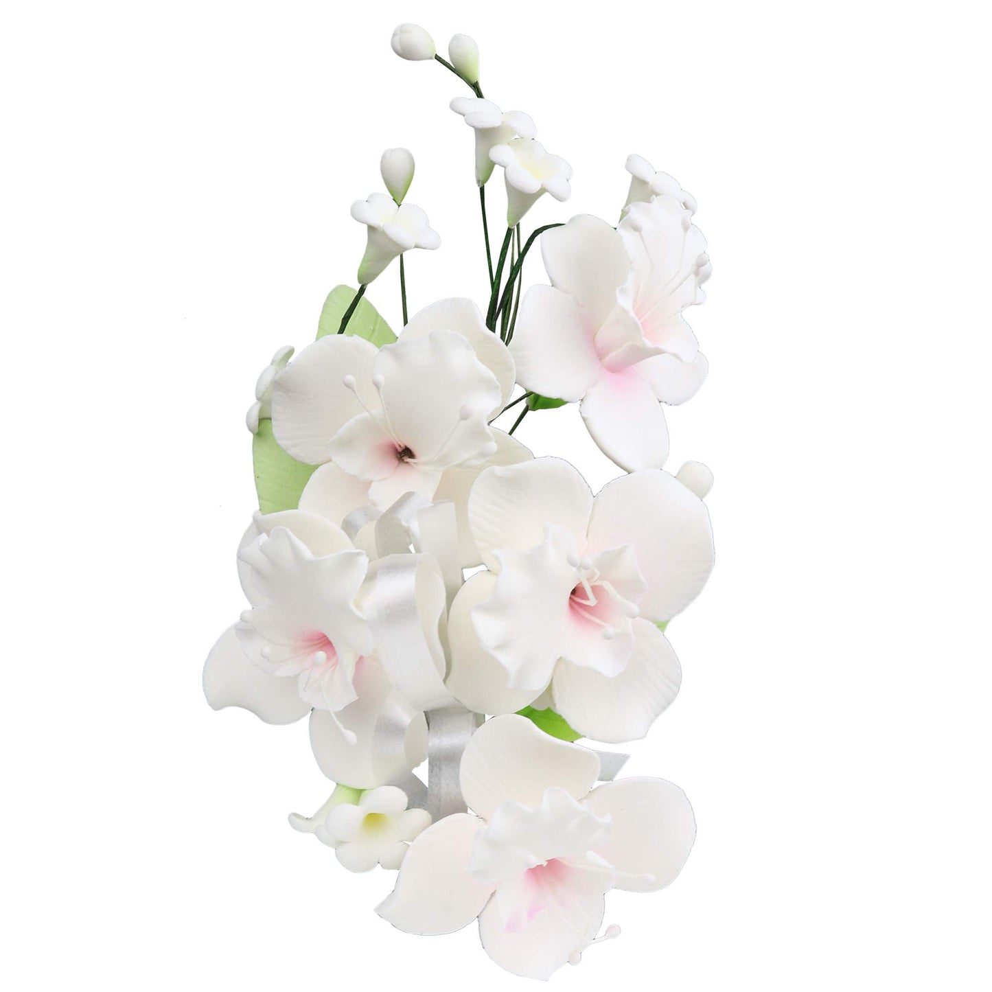 OCreme Gumpaste Flower Spray  White Orchid - Edible Flowers For Cake Decorating - Sugar Paste Flower Decorations For Cakes  Candy  Cupcake Toppers - Birthday Party  Wedding  Baby Shower