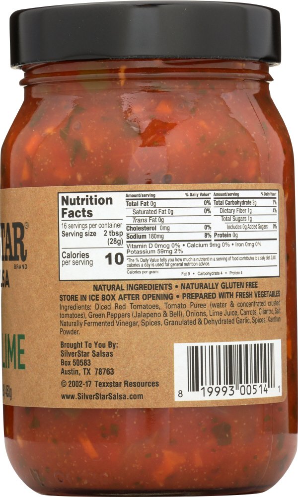 Silver Star Salsa, Cilantro & Lime Salsa, Medium, 16 oz