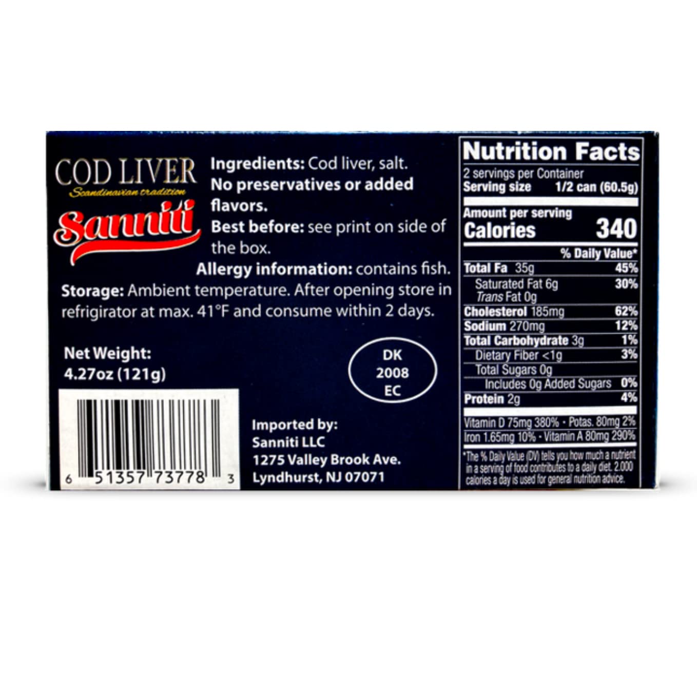 Sanniti Cod Liver, Scandinavian Edition, 4.3 Oz (Pack Of 4)