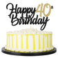 Palasasa Black Gold Glitter Happy Birthday Cake Topper - 40 Anniversary/Birthday Cake Topper Party Decoration (40Th)