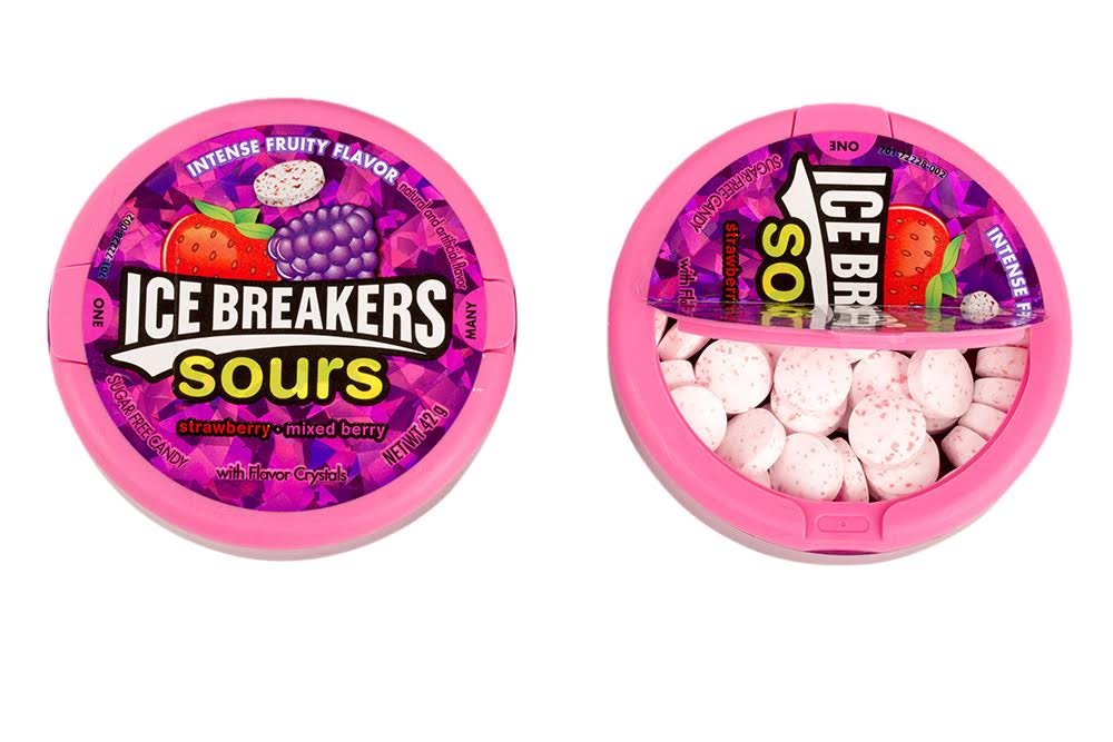 Ice Breakers Sours Strawberry-Mixed Berry 1.5 Oz Containers (Pack Of 8), 1.5 Ounce