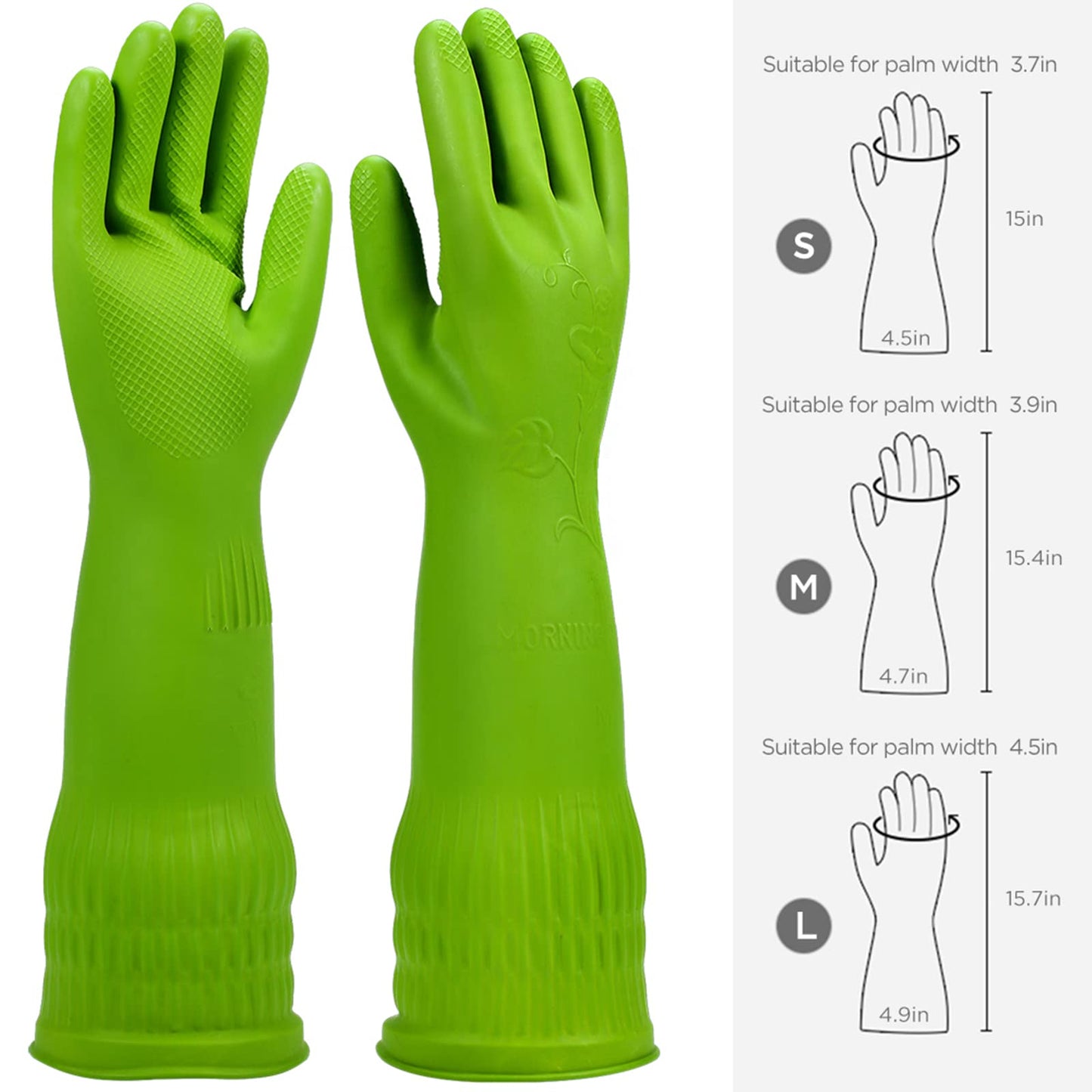 Iucge Rubber Dishwashing Gloves 3 Pairs For Kitchen,Cleaning Washing Dish Gloves Long For Household Reuseable Durable(Medium,Mul
