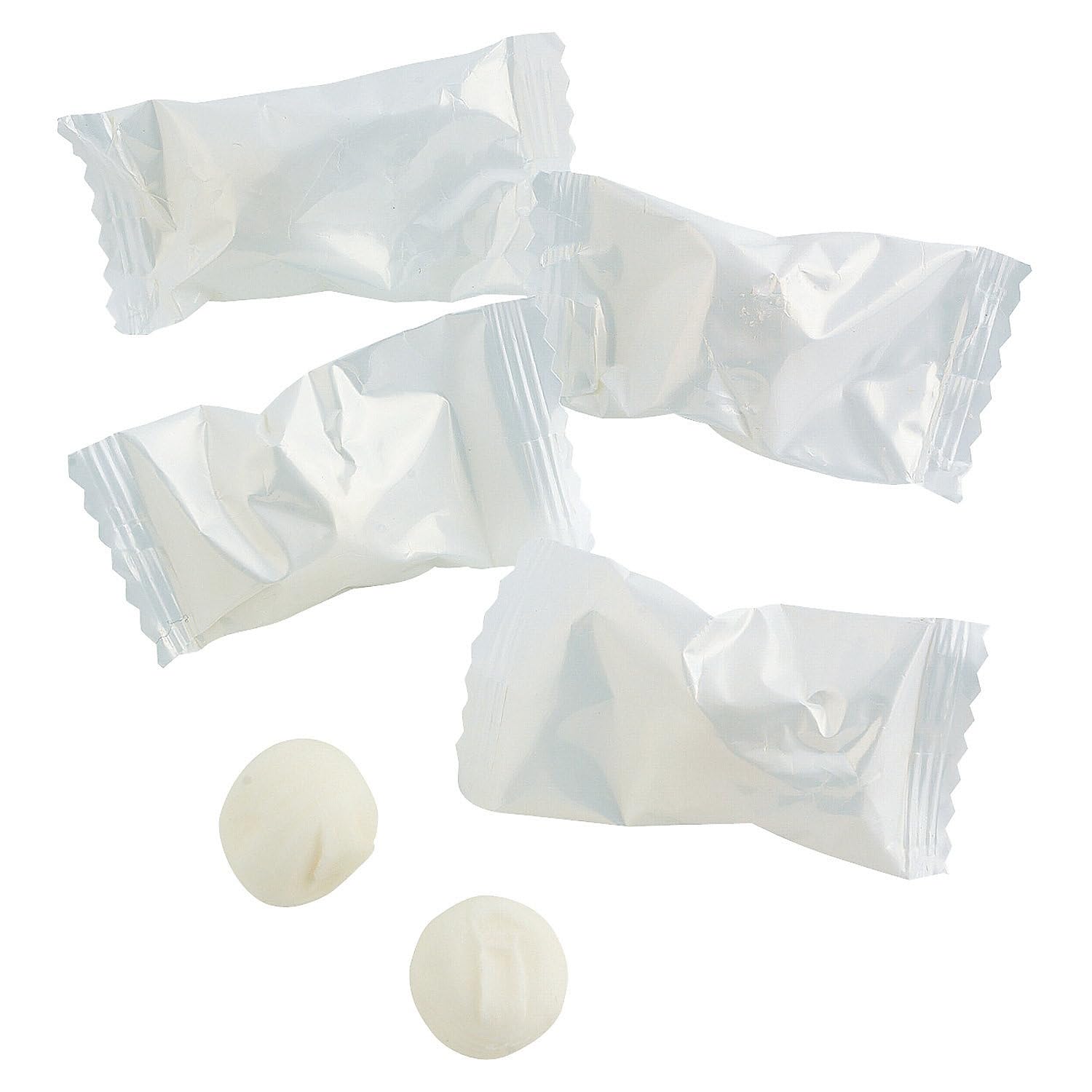 Fun Express Classic Buttermint Candy - Bulk Set of 104 Individually Wrapped Mints - 14 Ounces - White