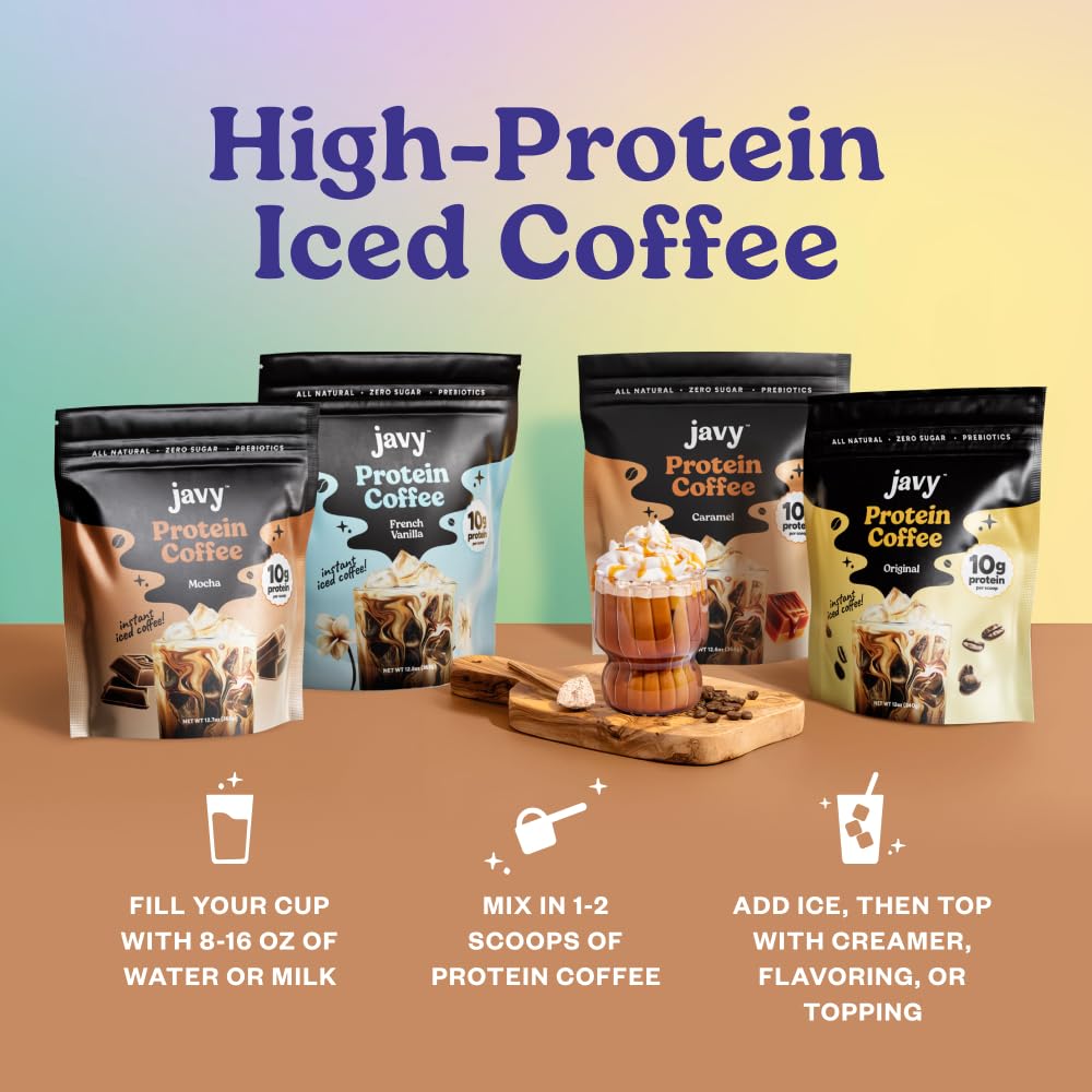 Javy Mocha Protein Coffee - Premium Whey Protein & Instant Iced Coffee - 100% Arabica Coffee - Zero Artificial Flavors & Sweeten