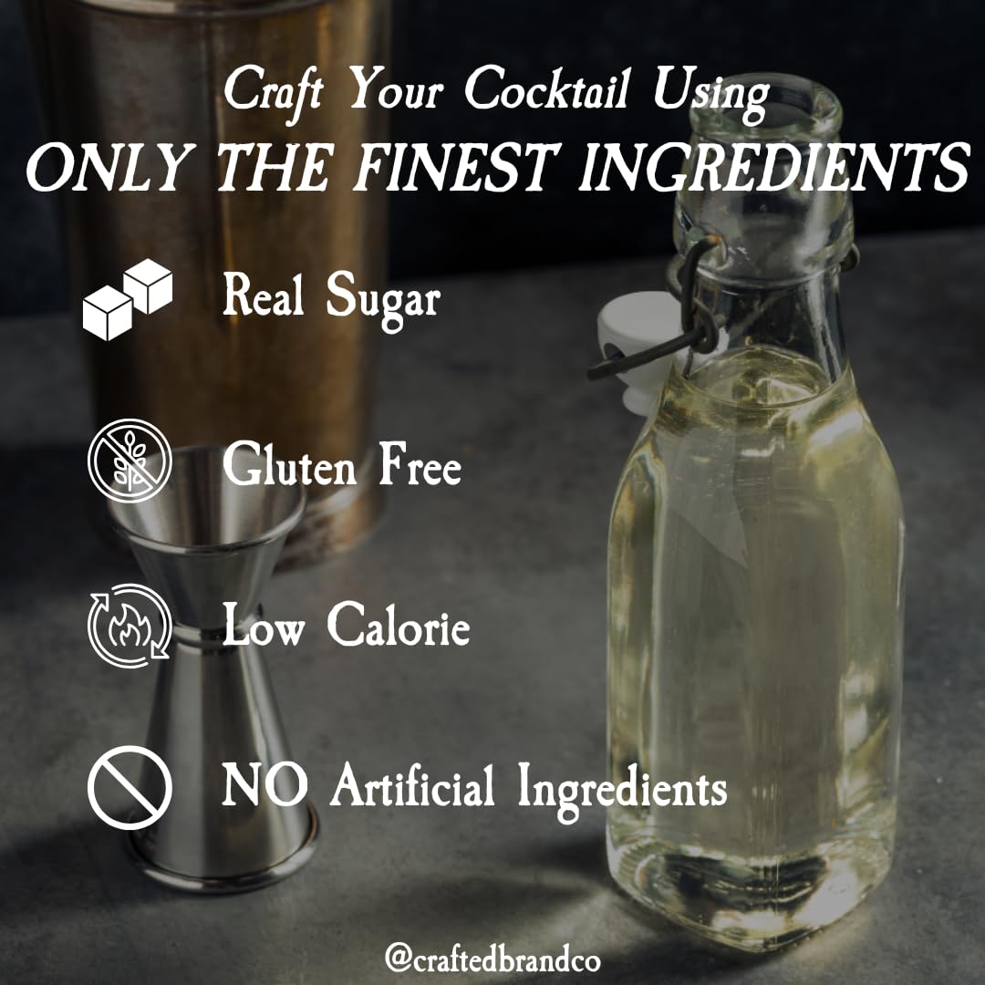 Crafted Cocktails Simple Syrup 2 Pack - 12.7 Fl Oz Each - Made with Real Cane Sugar for Cocktails, Mocktails, and More