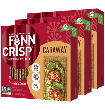 Finn Crisps Rye Crispbread With Caraway 7Oz | Thin, Crispy Rye Flatbreads With Caraway | Multipack Of Authentic Finnish Sourdoug