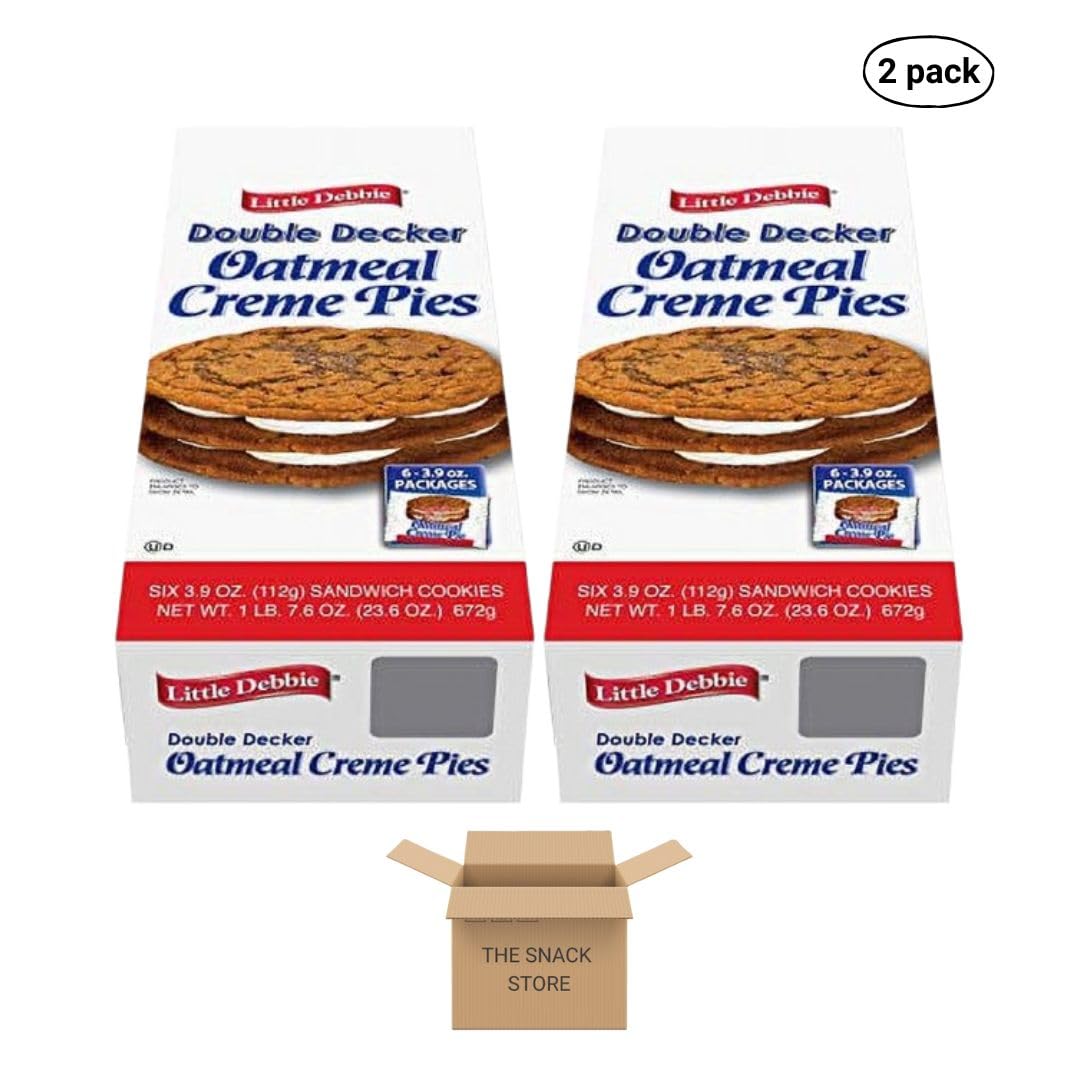 The Snack Store Bundle Double Decker Oatmeal Creme Pies, 3.9 oz, 2 Boxes of 6 Count, 12 Total Creme Pies!