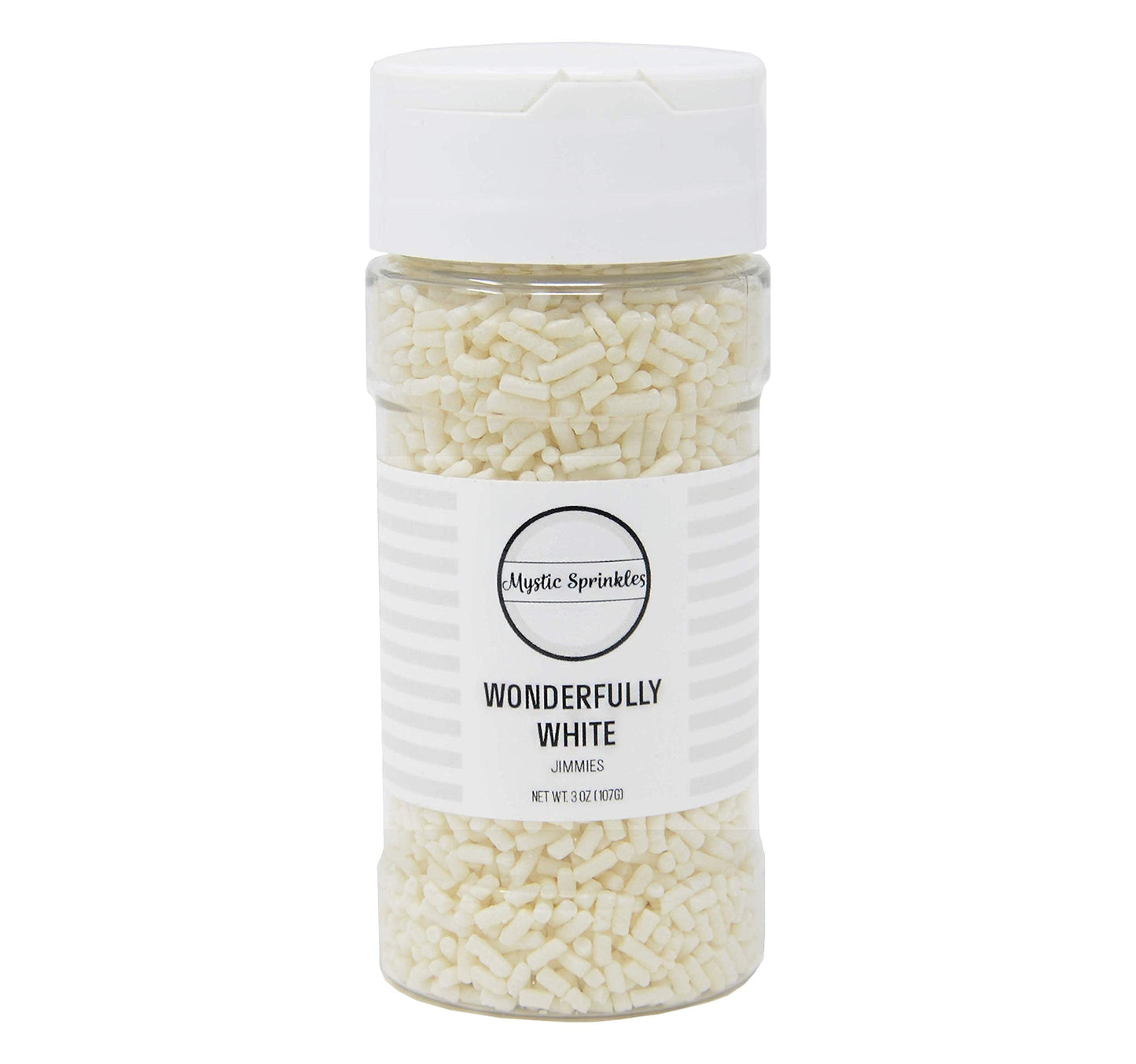 Mystic Sprinkles Solid Color Jimmy Sprinkles (Wonderfully White Jimmies 3Oz)