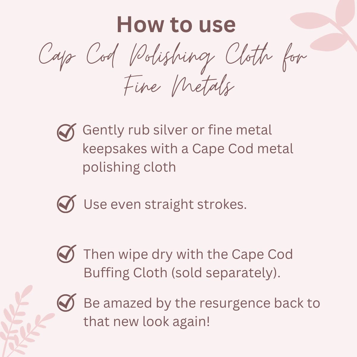 Cape Cod Polishing Cloths for Fine Metals - Jewelry Cleaner & Tarnish Remover, 2 Pack of 4x6 Cloths, Brilliant Shine
