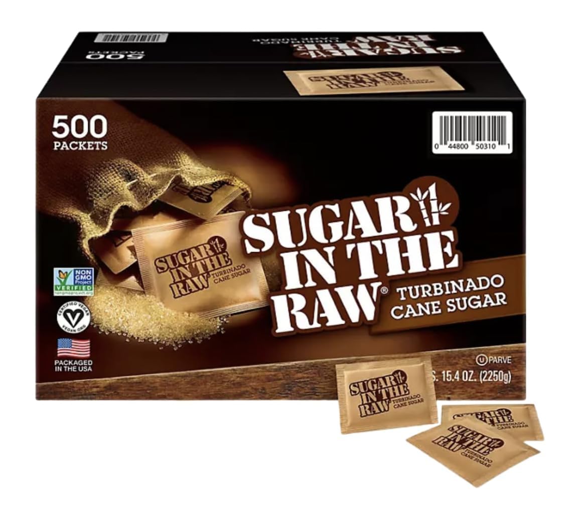 Organic Sugar In The Raw Packets Bulk 500 Ct - Organic Raw Sugar 500 Packets + Edlvs Sticker