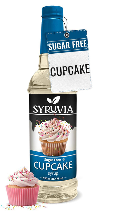 Syruvia Sugar-Free Cupcake Coffee Syrup - 25.4 fl oz Premium Coffee Flavoring Syrup. 0 Calories, Kosher, and Gluten-Free. Ideal 
