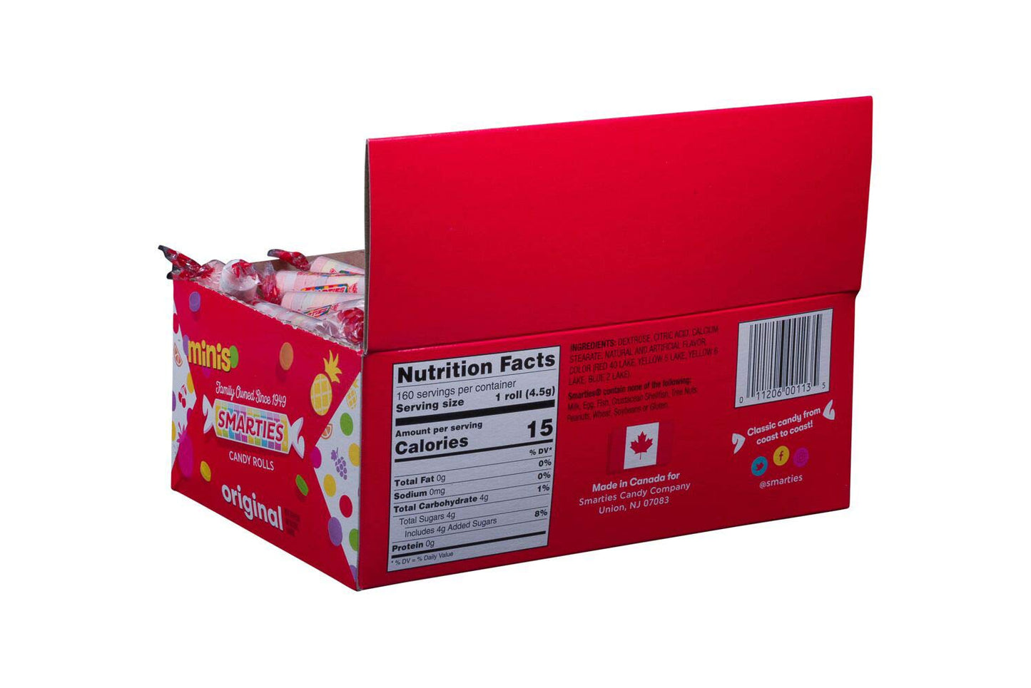 Smarties Candy Rolls Original Flavor Bulk Gluten Free & Vegan Delight Classic Sweetness From Family Owned Since 1949 Peanut Free Dairy Free Perfect Halloween Treat - 28 Ounces (160 Counts)