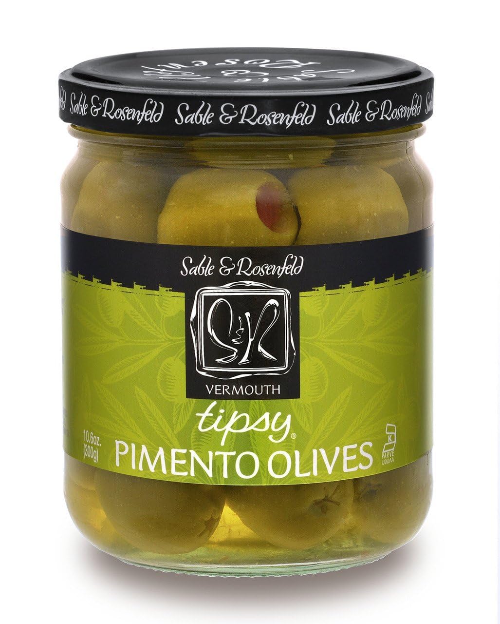 Sable & Rosenfeld Tipsy Olives - Colossal Green Olives Stuffed with Pimento - 10.6 oz (Pack of 6)