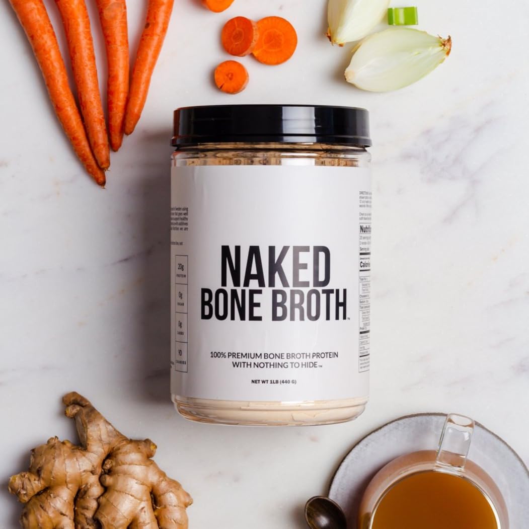 NAKED Beef Bone Broth Protein Powder - 21G Protein, 17G Collagen - Unflavored, Gluten-Free - 1LB
