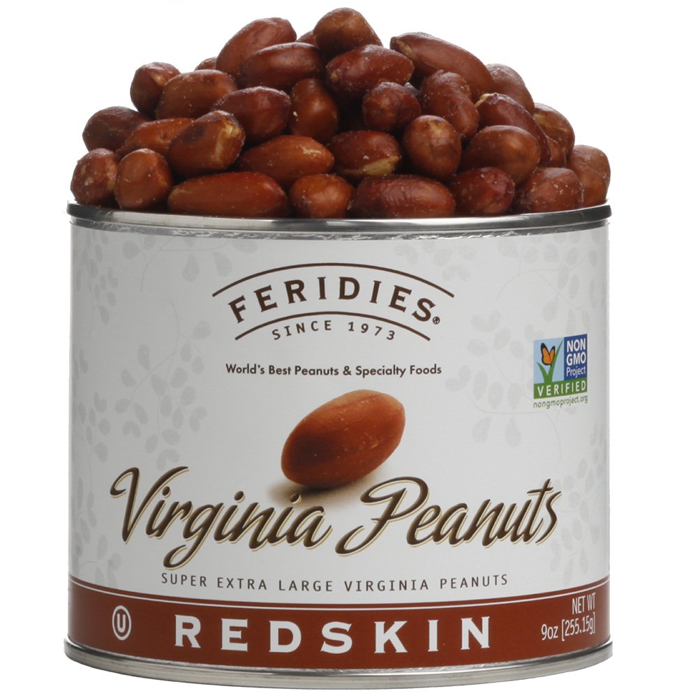 FERIDIES Extra Large Salted Red Skin Peanuts, All Natural, Kosher, 9 Ounce (Pack of 4)