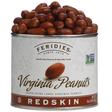 FERIDIES Extra Large Salted Red Skin Peanuts, All Natural, Kosher, 9 Ounce (Pack of 4)