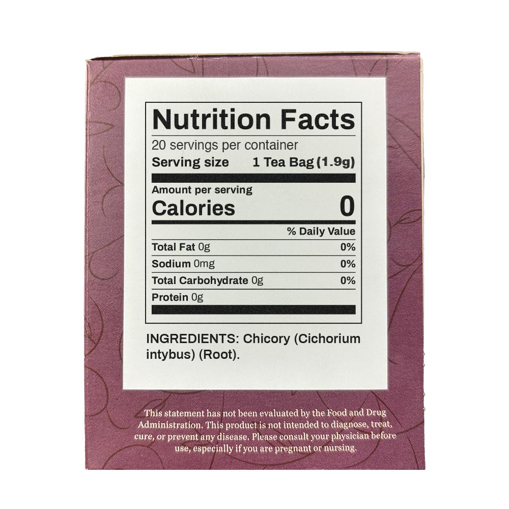 Organic Positively Botanicals Company, Chicory Root Herbal Tea Bags, 20 Count