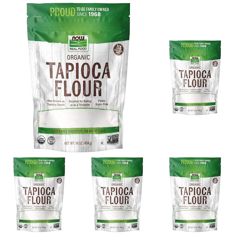 Now Foods, Organic Tapioca Flour, Gluten-Free And Non-Gmo Flour Replacement, 16-Ounce (Packaging May Vary) (Pack Of 5)