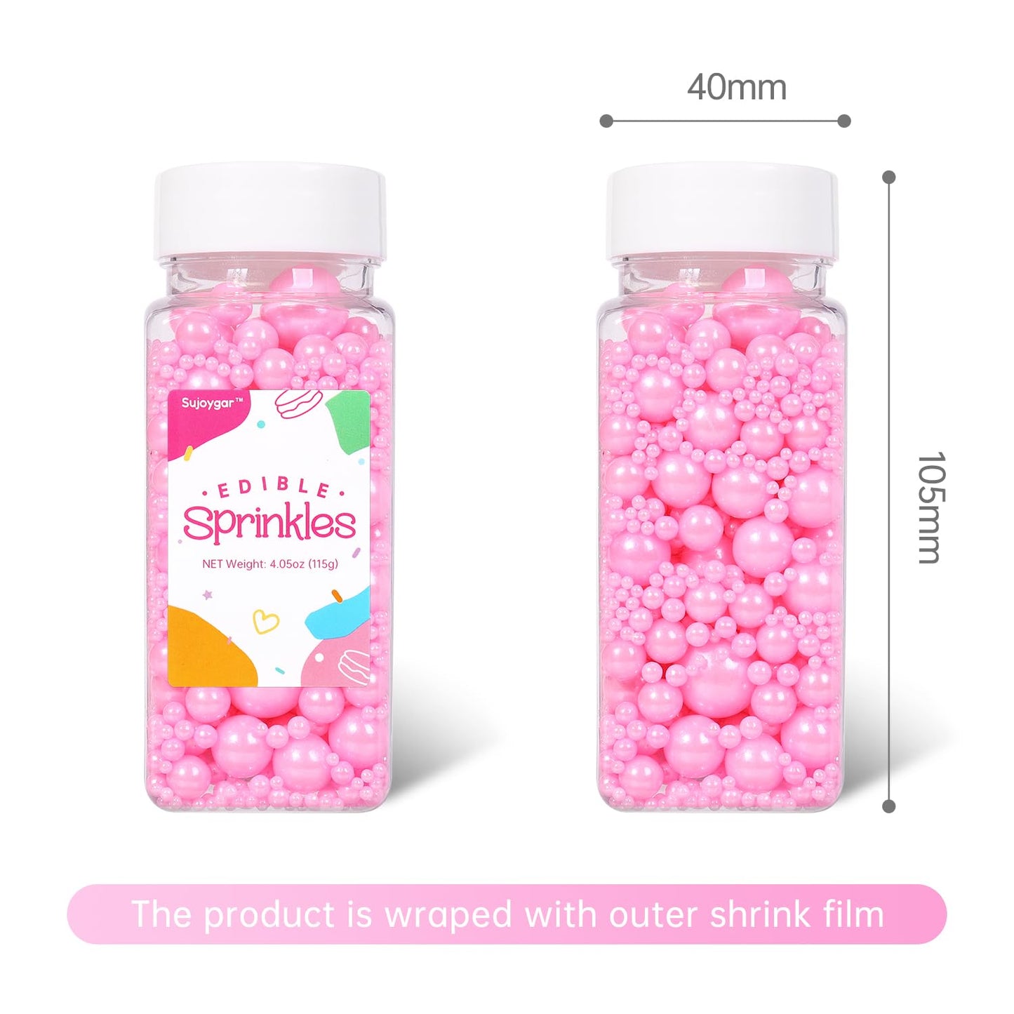Pink Sprinkles For Cake Decorations, Edible Pearl Sprinkles For Cake Baking Decorations Cupcake Toppers Cookie Decorating Lover