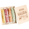 FoustmanS Salami Wooden Gift Box  Artisan  Nitrate-Free  Naturally Supports Wellnessd  Flavors - San Francisco Style Pork  Cabernet Beverage-Inspired  Beef  And Pepperoni  Pack Of 4  8 Oz Each