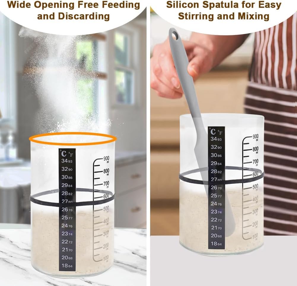 BRIRILINE Pro Sourdough Bread Starter Kit - 34 oz - 2 Pack - Ideal for Baking - Model ThaiveeCSA