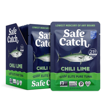 Safe Catch Elite Lowest Mercury Wild-Caught Tuna Pouch Chili Lime Seasoned Fish, Gluten-Free, Paleo, Non-Gmo, High Protein Food,