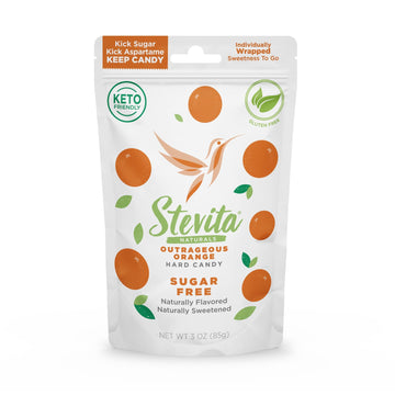 Stevita Hard Candy, Outrageous Orange - 25 Individually Wrapped Pieces - Sugar & Aspartame Free - Naturally Flavored & Sweetened