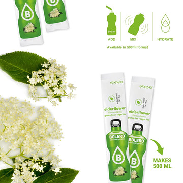 Bolero- Sugar Free Drink Mix Packets Elderflower Fruit Flavors | Powdered Flavored Water Packets | 36 Singles Sticks On The Go P