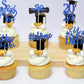 Graduation Cupcake Toppers 2024 Blue, Glitter Class Of 2024 Cupcake Toppers Supplies, Class Of 2024 Congrats Grad Cap Diploma Cu