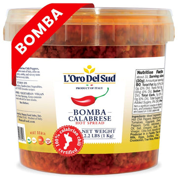 Calabrian Burst Itema Hot Pepper Sauce 2.2 Lb (1 Kg)  Certified Authentic  Burst Itema Calabrese  Spicy Mixed Vegetable Spread  Product Of Italy  LOro Del Sud