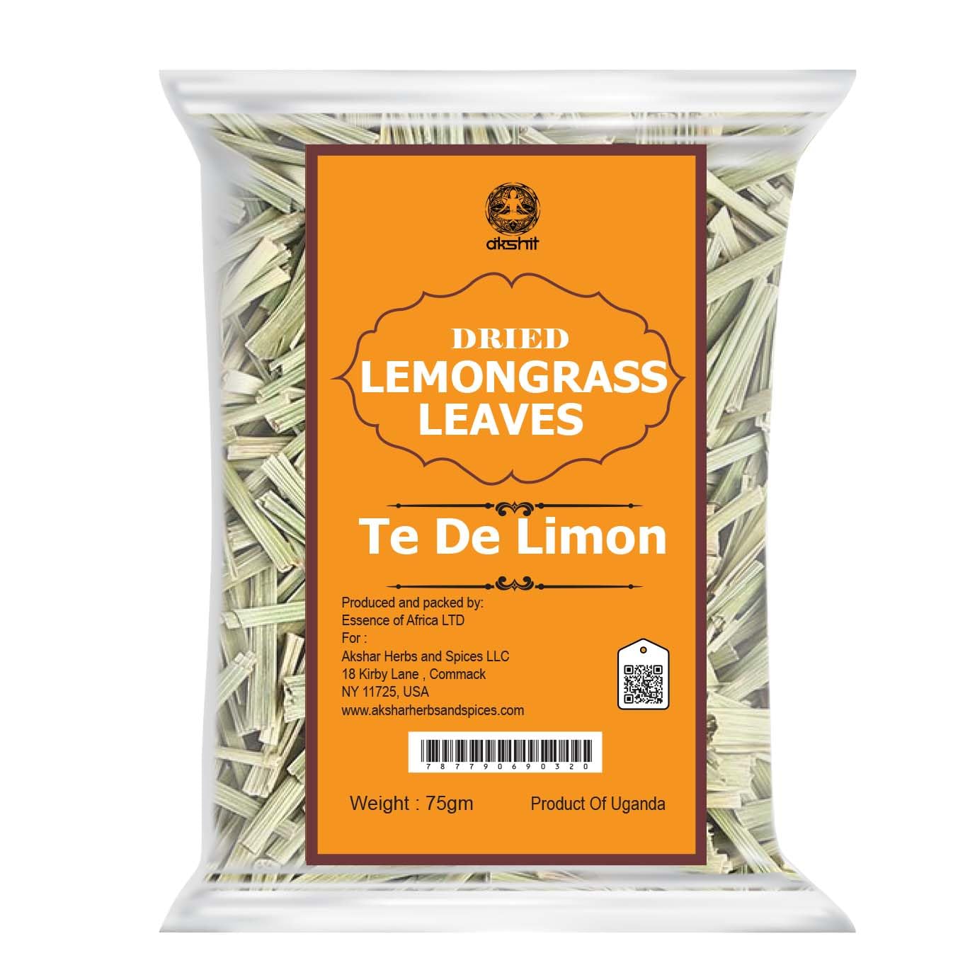 Akshit Dried Lemongrass Tea, 2.6oz, Loose Leaf, Non-GMO, Caffeine-Free Herbal Tea