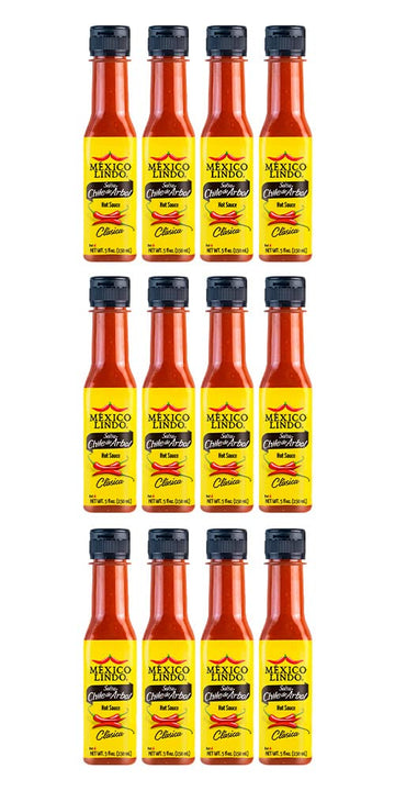 Mexico Lindo Chile de Arbol Hot Sauce Ingredients | 12,190 Scoville Level | Classic Flavor | 5 Fl Oz Bottles (Pack of 12)