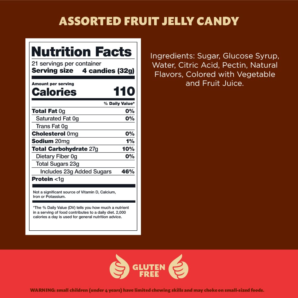 Fida Bonelle Italian Assorted Fruit Jelly Candy, Vegan, Gluten-Free, 1.5 Pound Bag