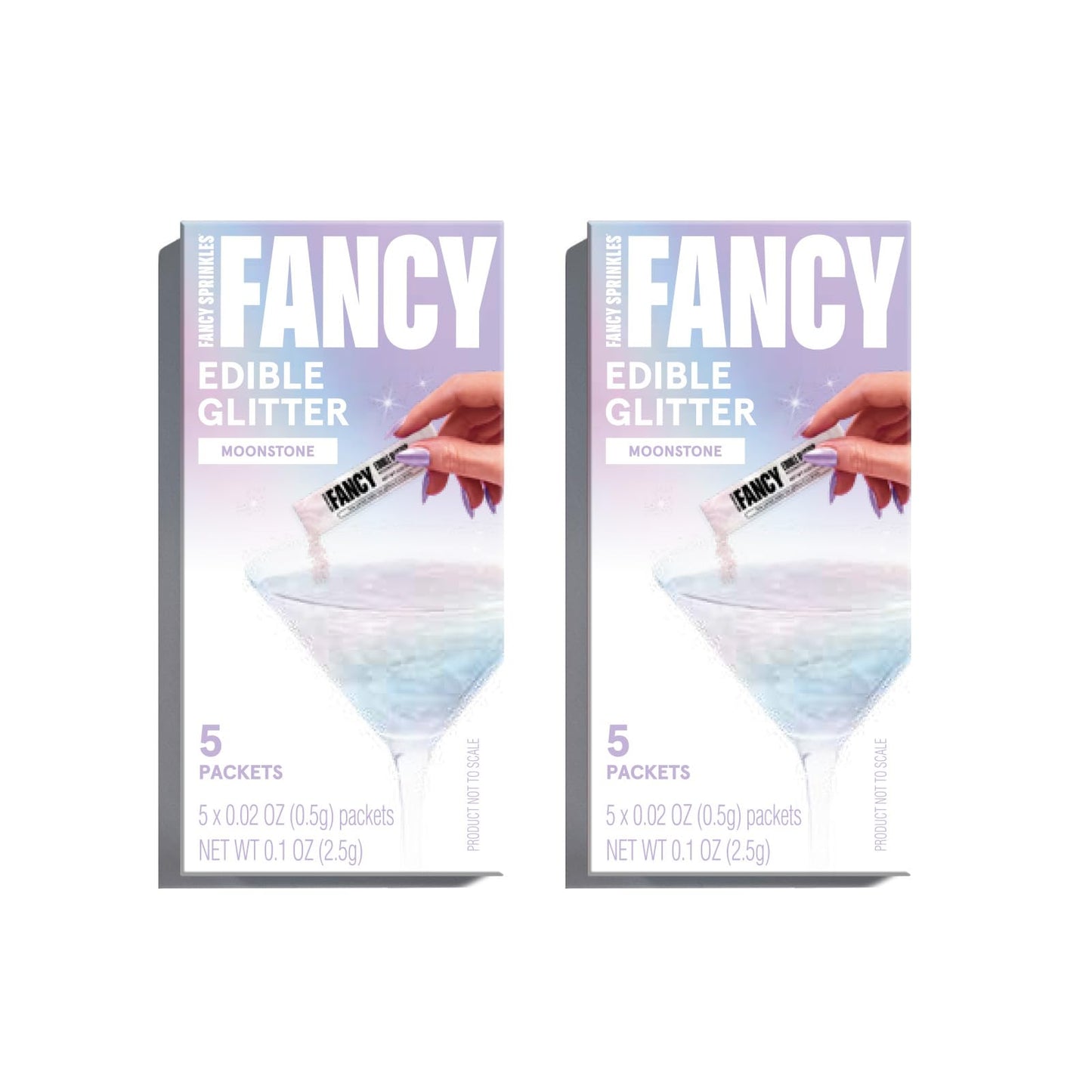 Fancy Sprinkles Special Release V-Day Moonstone Iridescent Edible Glitter Packets Portable & On-The-Go For Sparkling Drinks  Sparkling Drink  Mixed Flavors  Beverage-Inspired  Malt Drink  & More (2 Pack)