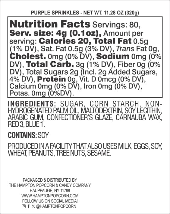 Purple Sprinkles Jimmies 11.28 Oz, Purple Sprinkles For Cake Decorating, Cake Sprinkles, Sprinkles For Baking, Ice Cream & More,