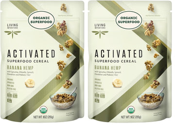 Living Intentions Organic Superfood Cereal - Banana Hemp - NonGMO - Gluten Free - Vegan - Paleo - Kosher - 9 Ounce Unit (Pack of